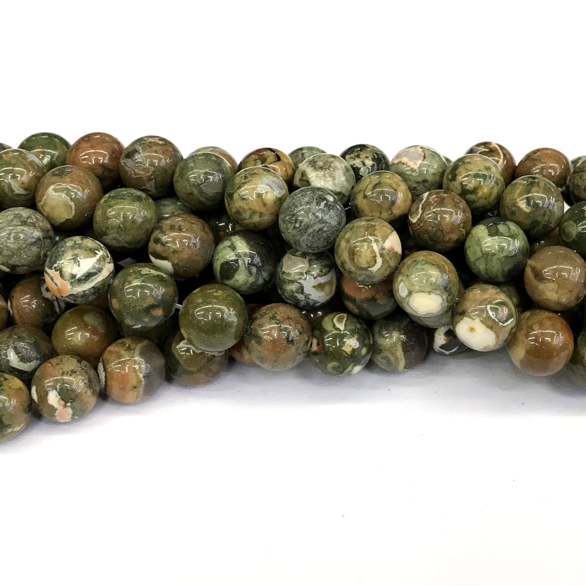 CRH05 Rhyolite Gemstone Beads Smooth Round 12mm 15" Strand