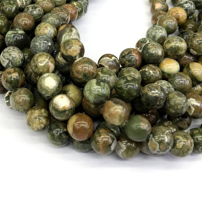 CRH05 Rhyolite Gemstone Beads Smooth Round 12mm 15" Strand