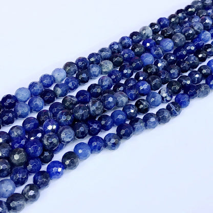 CSO02 Sodalite Gemstone Beads Faceted Round 6mm 15" Strand