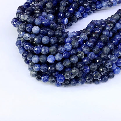 CSO02 Sodalite Gemstone Beads Faceted Round 6mm 15" Strand