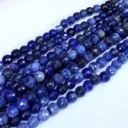 CSO03 Sodalite Gemstone Beads Faceted Round 8mm 15" Strand