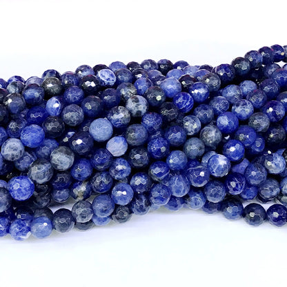 CSO03 Sodalite Gemstone Beads Faceted Round 8mm 15" Strand