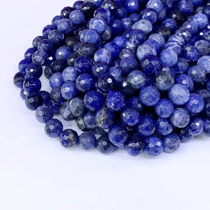 CSO03 Sodalite Gemstone Beads Faceted Round 8mm 15" Strand