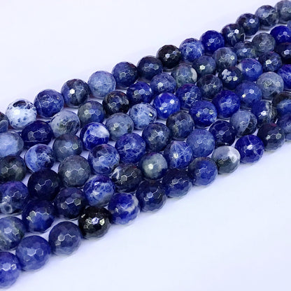 CSO04 Sodalite Gemstone Beads Faceted Round 10mm 15" Strand