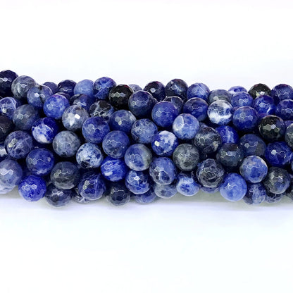 CSO04 Sodalite Gemstone Beads Faceted Round 10mm 15" Strand