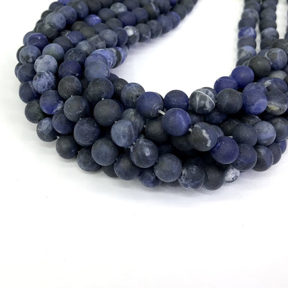 CSO08 Sodalite Gemstone Beads Matte Round 4mm 15" Strand