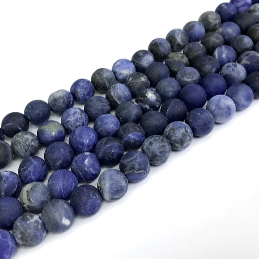 CSO11 Sodalite Gemstone Beads Matte Round 10mm 15" Strand