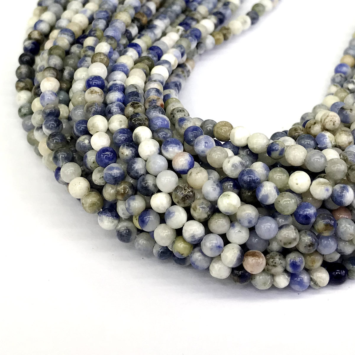 CSO16 Sodalite Gemstone Beads Smooth Round 4mm 15" Strand