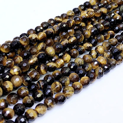 CTE02 Yellow Tiger Eye Beads Faceted Round 6mm 15" Strand