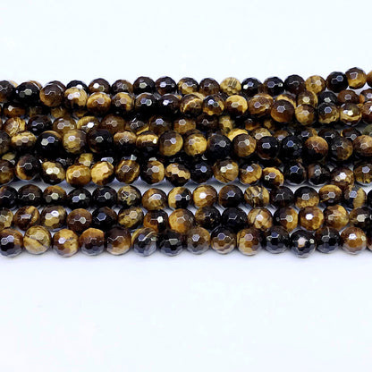 CTE02 Yellow Tiger Eye Beads Faceted Round 6mm 15" Strand