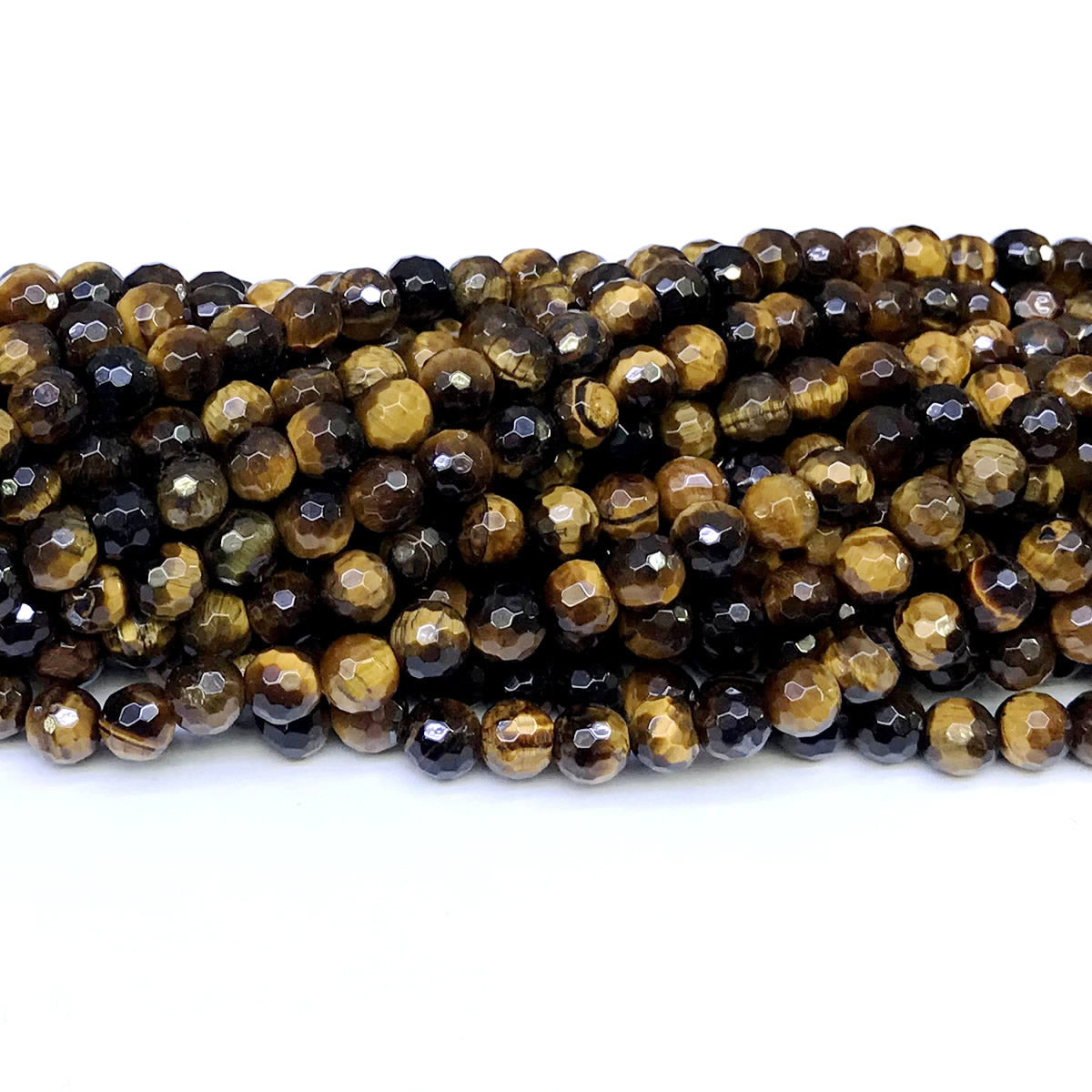 CTE02 Yellow Tiger Eye Beads Faceted Round 6mm 15" Strand