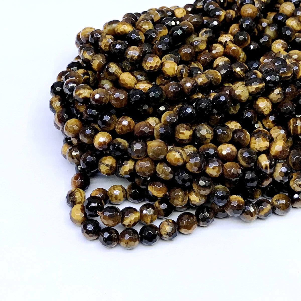 CTE02 Yellow Tiger Eye Beads Faceted Round 6mm 15" Strand