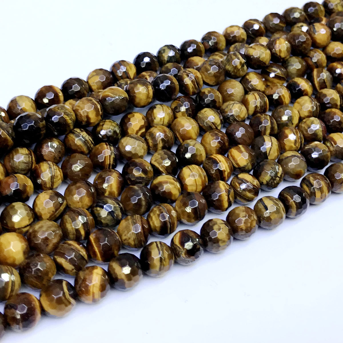 CTE03 Yellow Tiger Eye Beads Faceted Round 8mm 15" Strand