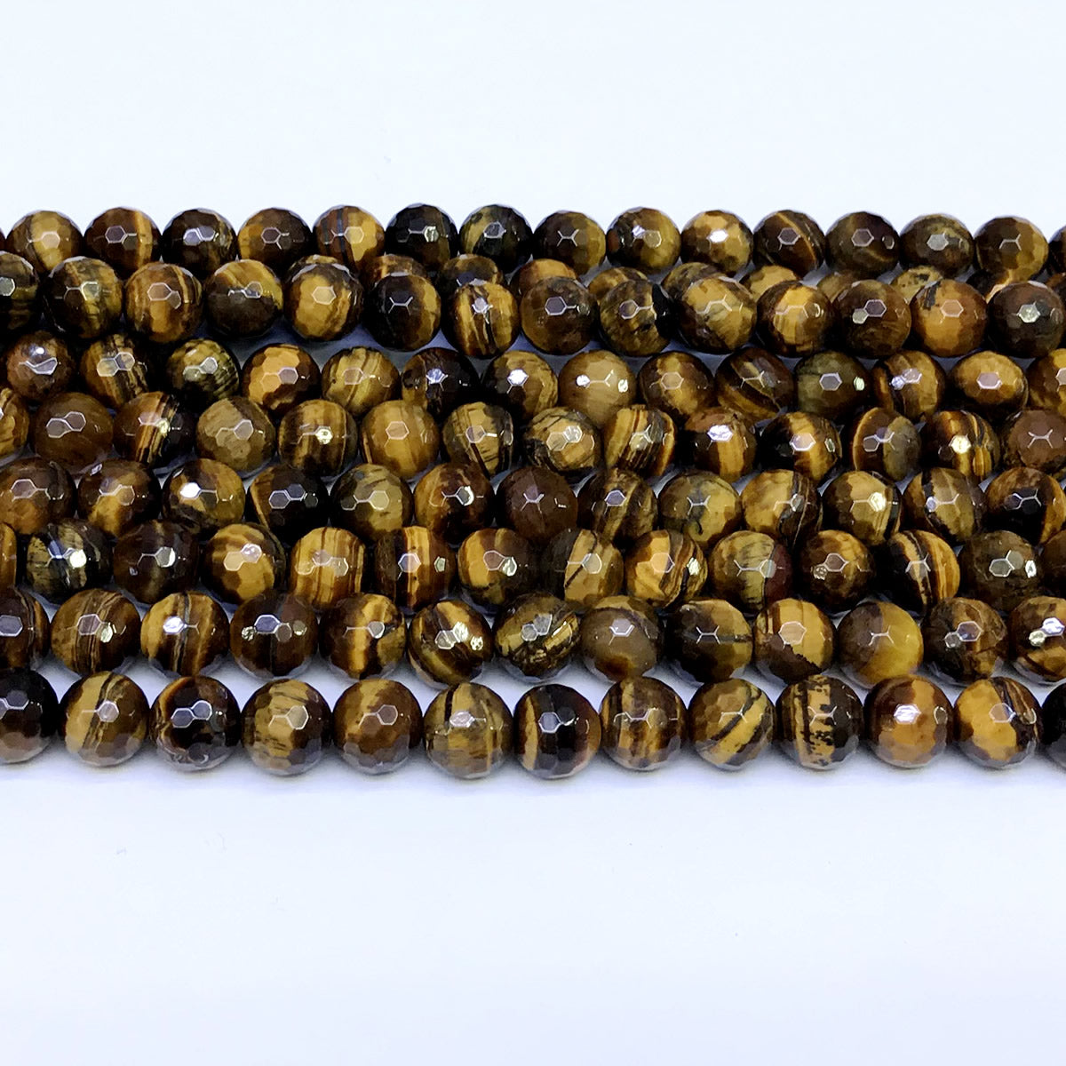 CTE03 Yellow Tiger Eye Beads Faceted Round 8mm 15" Strand