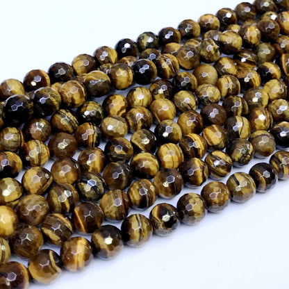 CTE04 Yellow Tiger Eye Beads Faceted Round 10mm 15" Strand