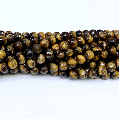 CTE04 Yellow Tiger Eye Beads Faceted Round 10mm 15" Strand