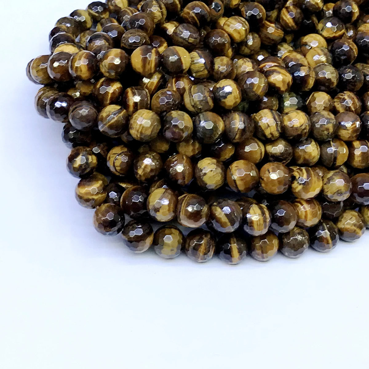 CTE04 Yellow Tiger Eye Beads Faceted Round 10mm 15" Strand