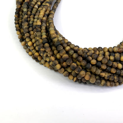 CTE08 Yellow Tiger Eye Beads Matte Round 4mm 15" Strand