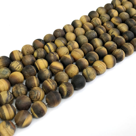 CTE10 Yellow Tiger Eye Beads Matte Round 8mm 15" Strand