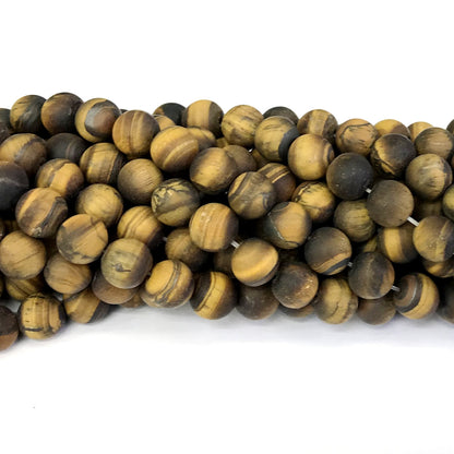 CTE10 Yellow Tiger Eye Beads Matte Round 8mm 15" Strand