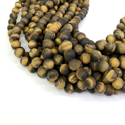 CTE10 Yellow Tiger Eye Beads Matte Round 8mm 15" Strand