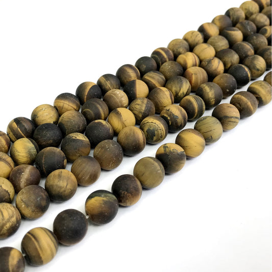 CTE11 Yellow Tiger Eye Beads Matte Round 10mm 15" Strand