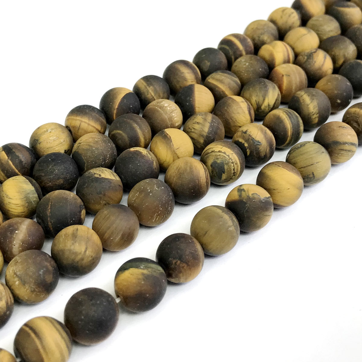 CTE12 Yellow Tiger Eye Beads Matte Round 12mm 15" Strand