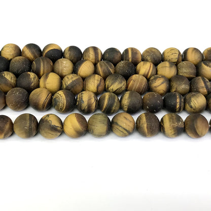 CTE12 Yellow Tiger Eye Beads Matte Round 12mm 15" Strand