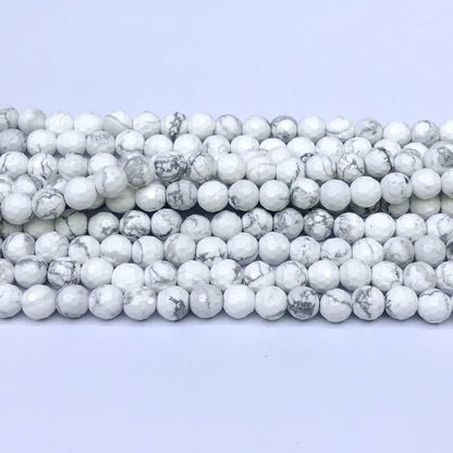 CTU02 White Howlite Turquoise Beads Faceted Round 6mm 15" Strand