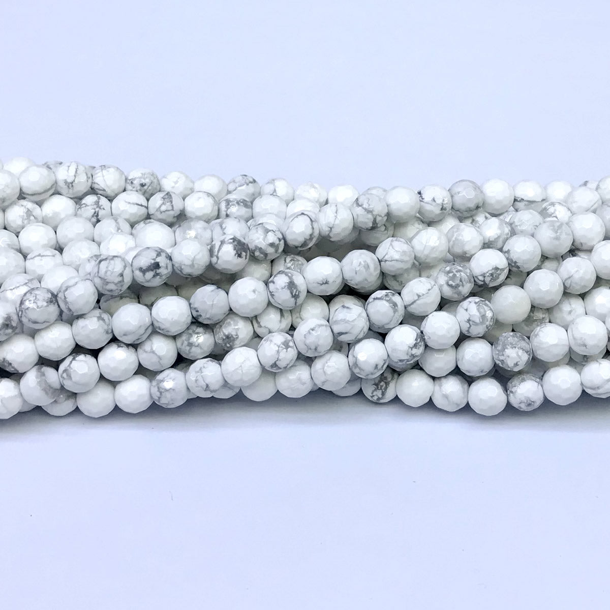 CTU02 White Howlite Turquoise Beads Faceted Round 6mm 15" Strand