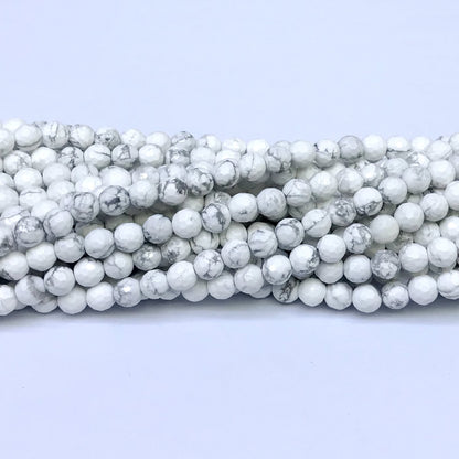 CTU02 White Howlite Turquoise Beads Faceted Round 6mm 15" Strand