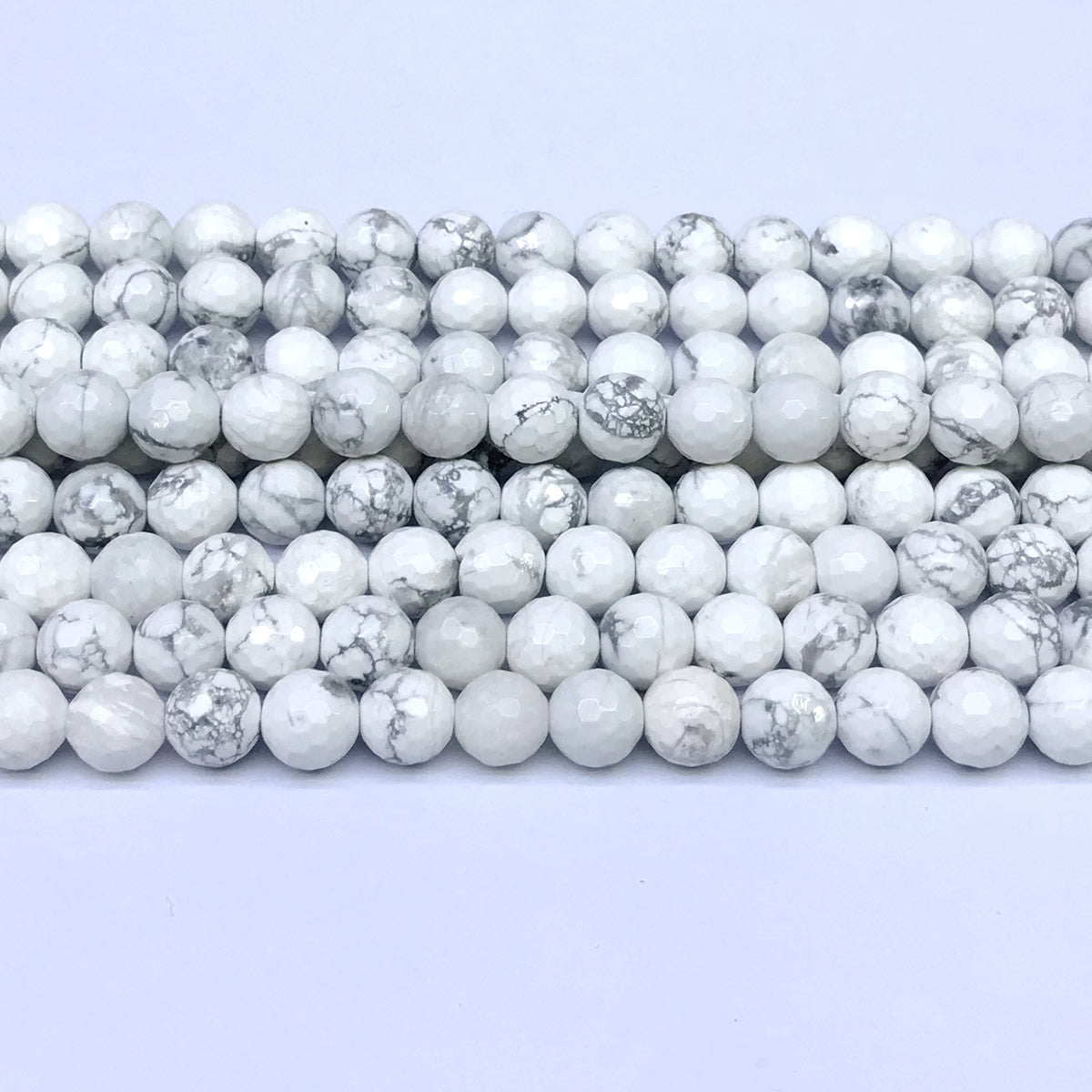 CTU03 White Howlite Turquoise Beads Faceted Round 8mm 15" Strand