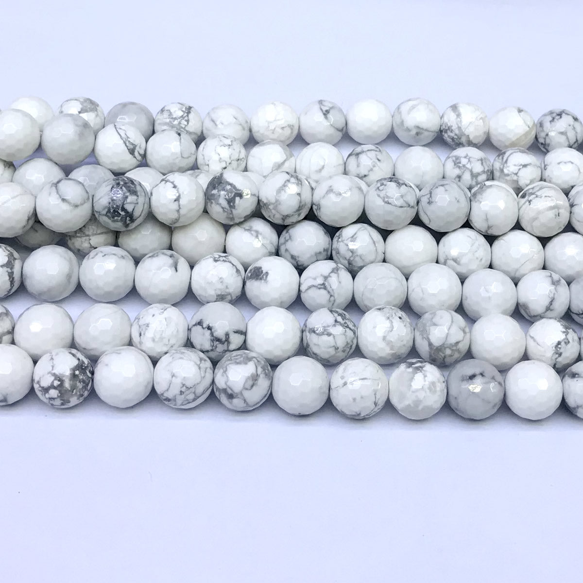 CTU04 White Howlite Turquoise Beads Faceted Round 10mm 15" Strand