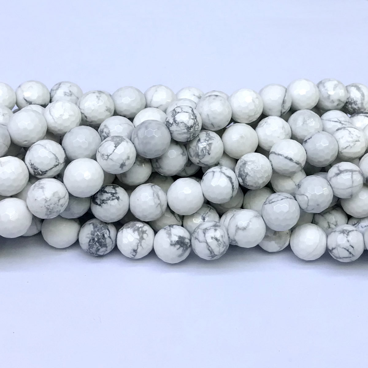 CTU04 White Howlite Turquoise Beads Faceted Round 10mm 15" Strand