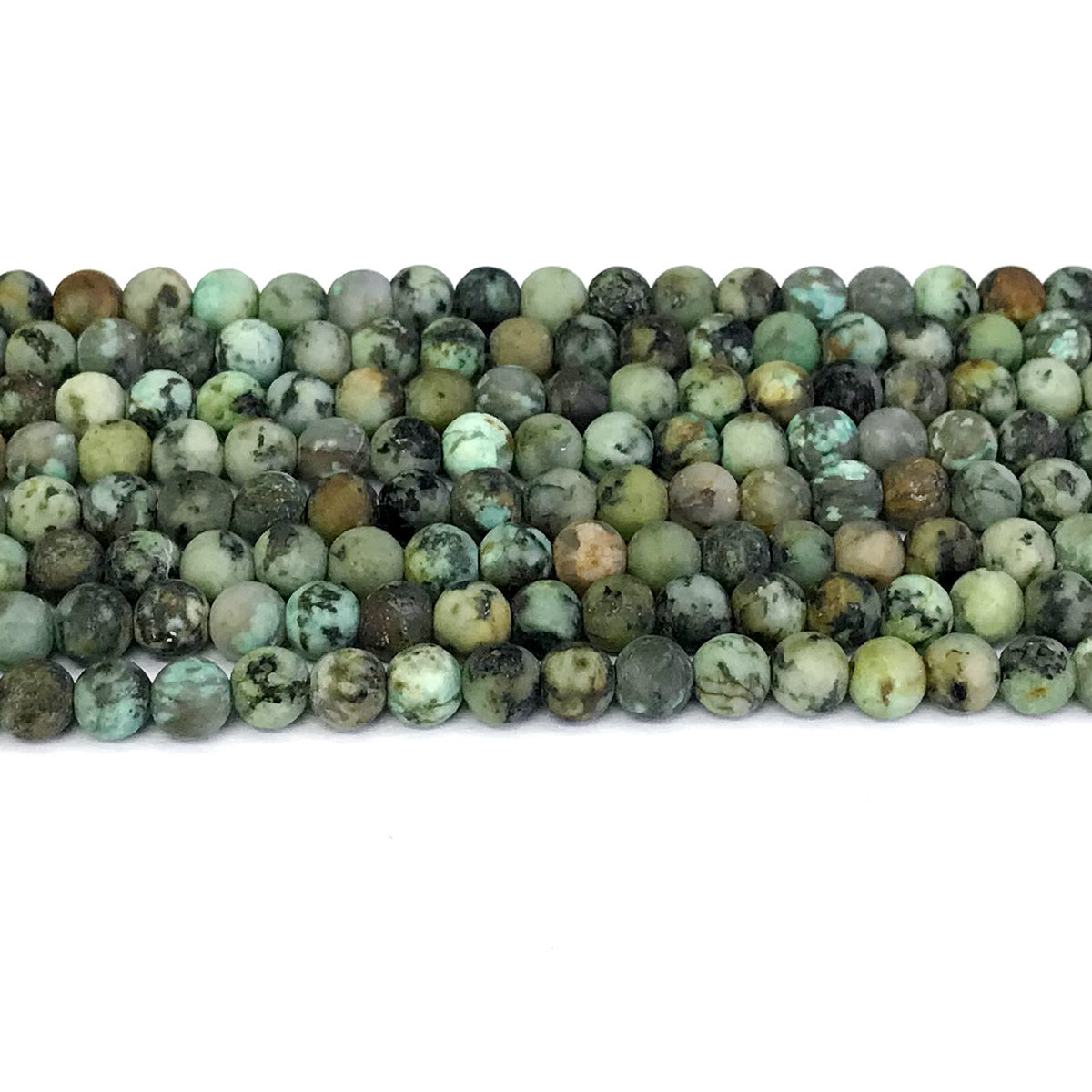 CTU08 African Turquoise Beads Matte Round 4mm 15" Strand