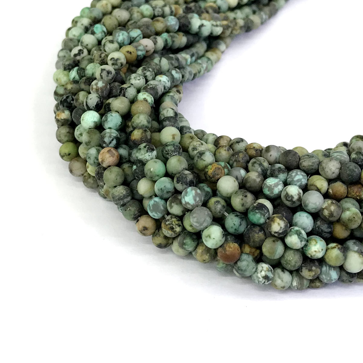 CTU08 African Turquoise Beads Matte Round 4mm 15" Strand