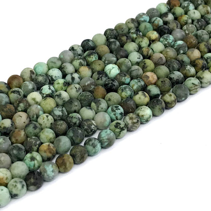 CTU09 African Turquoise Beads Matte Round 6mm 15" Strand