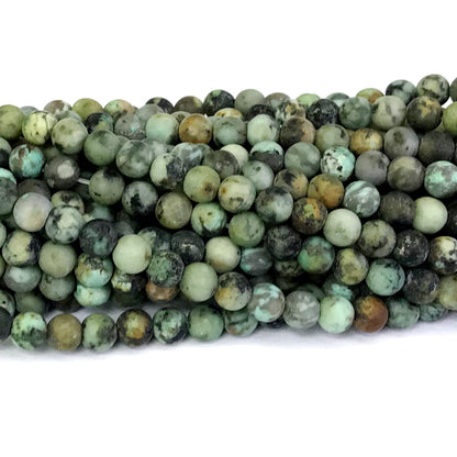 CTU09 African Turquoise Beads Matte Round 6mm 15" Strand