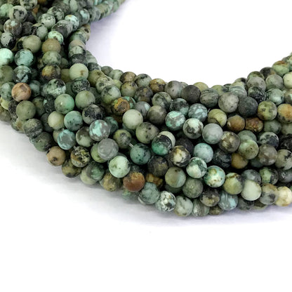 CTU09 African Turquoise Beads Matte Round 6mm 15" Strand