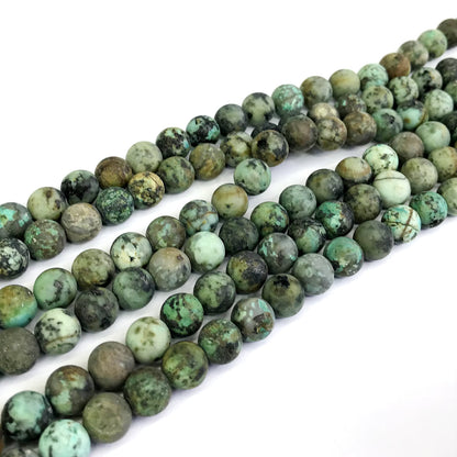 CTU10 African Turquoise Beads Matte Round 8mm 15" Strand