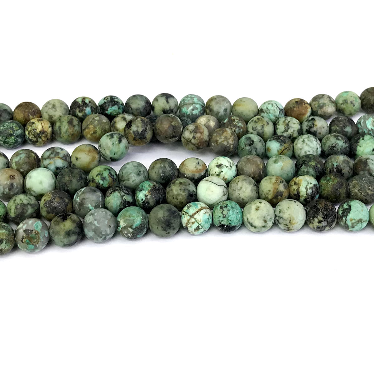 CTU10 African Turquoise Beads Matte Round 8mm 15" Strand