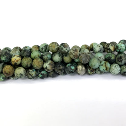 CTU10 African Turquoise Beads Matte Round 8mm 15" Strand