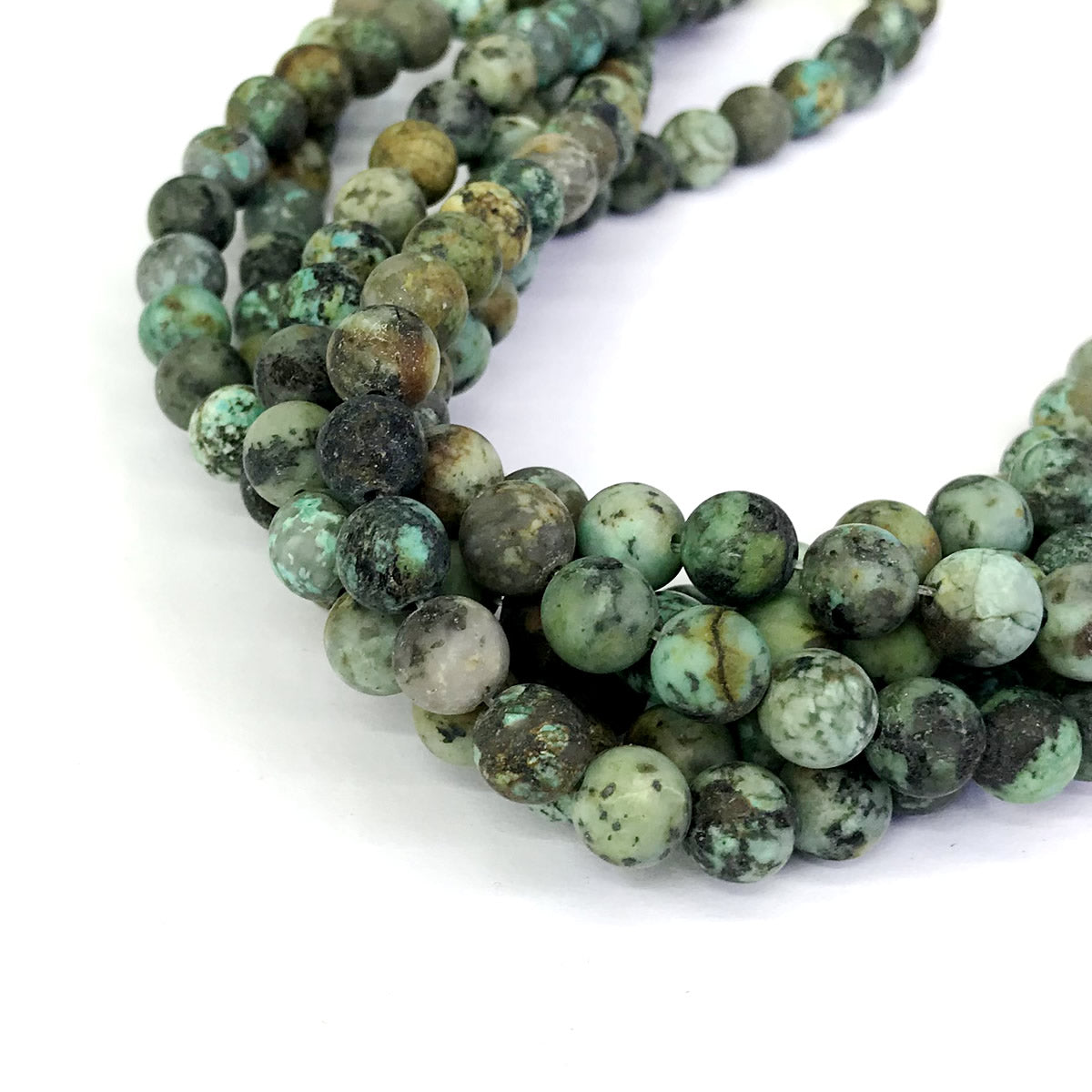 CTU10 African Turquoise Beads Matte Round 8mm 15" Strand