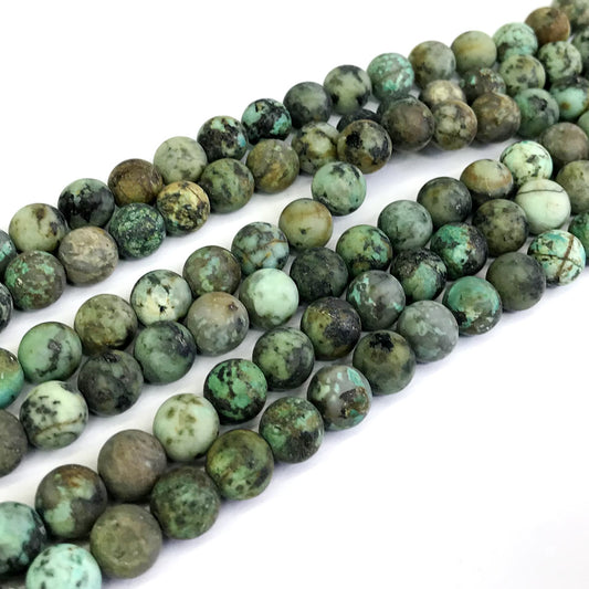 CTU11 African Turquoise Beads Matte Round 10mm 15" Strand