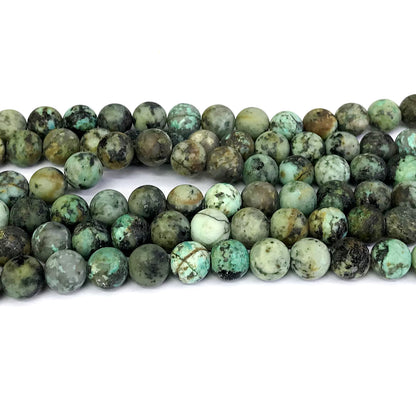 CTU11 African Turquoise Beads Matte Round 10mm 15" Strand