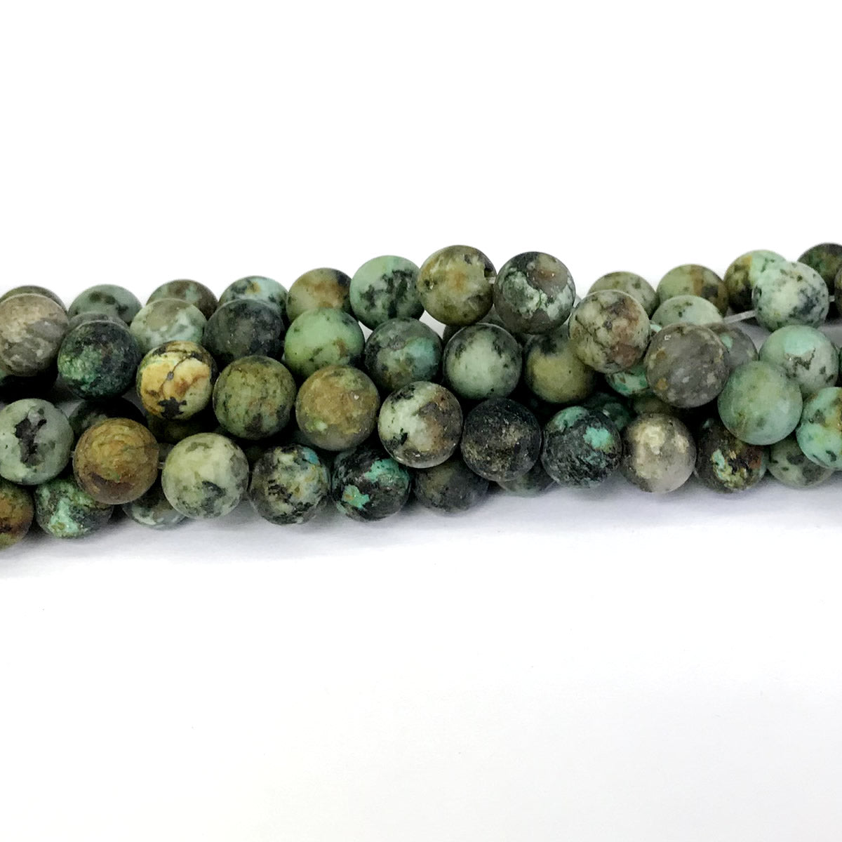 CTU11 African Turquoise Beads Matte Round 10mm 15" Strand