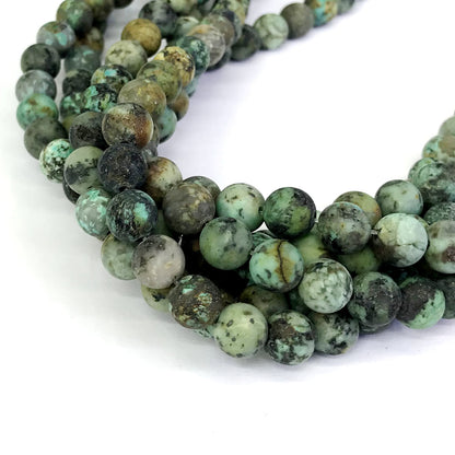 CTU11 African Turquoise Beads Matte Round 10mm 15" Strand