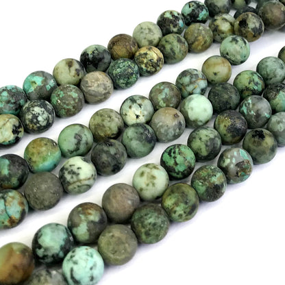 CTU12 African Turquoise Beads Matte Round 12mm 15" Strand