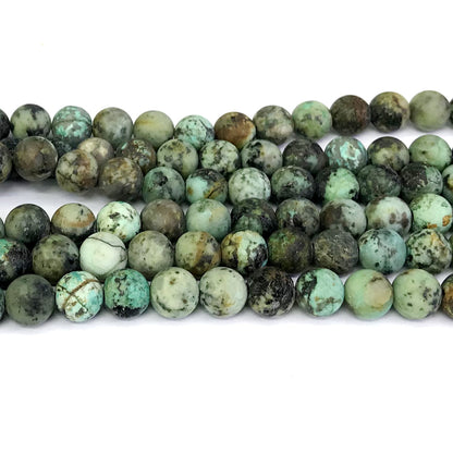 CTU12 African Turquoise Beads Matte Round 12mm 15" Strand