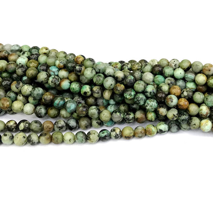 CTU16 African Turquoise Beads Smooth Round 4mm 15" Strand